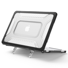 Load image into Gallery viewer, ProElite Transparent Case for MacBook Neo 13 inch 2026 Model Touch ID, Heavy Duty Honeycomb Hard Shell with Slim TPU Bumper and Fold Kickstand, Black
