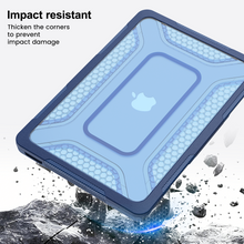 Load image into Gallery viewer, ProElite Transparent Case for MacBook Neo 13 inch 2026 Model Touch ID, Heavy Duty Honeycomb Hard Shell with Slim TPU Bumper and Fold Kickstand, Dark Blue