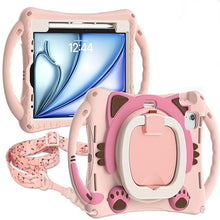 Load image into Gallery viewer, ProElite Tough Kids case Cover for Apple iPad Air 11 M3/M2 2025/2024/ Pro 11 4th/3rd Gen iPad Air 5th/4th Gen 10.9 inch with Pencil Holder Rotating Kickstand & Shoulder Strap, Pink