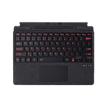 Load image into Gallery viewer, ProElite Keyboard for Microsoft Surface Pro 8/Pro 9/Pro 10/Pro 11/Pro X, Detachable Wireless Bluetooth TouchPad Keyboard Surface Pro 8/9/10/11/X with Pencil Holder & Built-in 7-Colors Backlit, Black