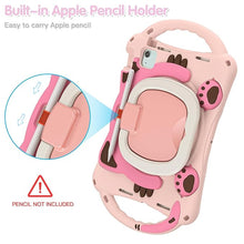 Load image into Gallery viewer, ProElite Tough Kids case Cover for Apple iPad Air 11 M3/M2 2025/2024/ Pro 11 4th/3rd Gen iPad Air 5th/4th Gen 10.9 inch with Pencil Holder Rotating Kickstand & Shoulder Strap, Pink