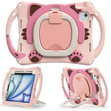Load image into Gallery viewer, ProElite Tough Kids case Cover for Apple iPad Air 11 M3/M2 2025/2024/ Pro 11 4th/3rd Gen iPad Air 5th/4th Gen 10.9 inch with Pencil Holder Rotating Kickstand & Shoulder Strap, Pink