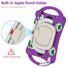 Load image into Gallery viewer, ProElite Tough Kids case Cover for Apple iPad Air 11 M3/M2 2025/2024/ Pro 11 4th/3rd Gen iPad Air 5th/4th Gen 10.9 inch with Pencil Holder Rotating Kickstand & Shoulder Strap, Purple