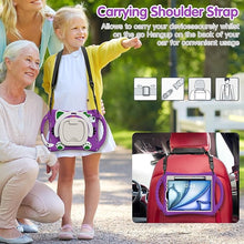 Load image into Gallery viewer, ProElite Tough Kids case Cover for Apple iPad Air 11 M3/M2 2025/2024/ Pro 11 4th/3rd Gen iPad Air 5th/4th Gen 10.9 inch with Pencil Holder Rotating Kickstand & Shoulder Strap, Purple
