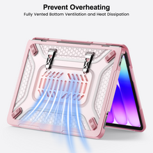 Load image into Gallery viewer, ProElite Transparent Case for MacBook Neo 13 inch 2026 Model Touch ID, Heavy Duty Honeycomb Hard Shell with Slim TPU Bumper and Fold Kickstand, Pink
