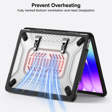 Load image into Gallery viewer, ProElite Transparent Case for MacBook Neo 13 inch 2026 Model Touch ID, Heavy Duty Honeycomb Hard Shell with Slim TPU Bumper and Fold Kickstand, Black