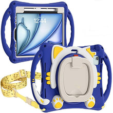 Load image into Gallery viewer, ProElite Tough Kids case Cover for Apple iPad Air 11 M3/M2 2025/2024/ Pro 11 4th/3rd Gen iPad Air 5th/4th Gen 10.9 inch with Pencil Holder Rotating Kickstand & Shoulder Strap, Blue
