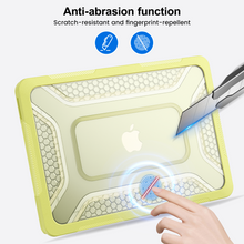 Load image into Gallery viewer, ProElite Transparent Case for MacBook Neo 13 inch 2026 Model Touch ID, Heavy Duty Honeycomb Hard Shell with Slim TPU Bumper and Fold Kickstand, Yellow