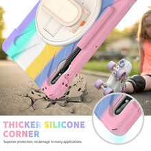 Load image into Gallery viewer, ProElite Rugged 3 Layer Armor case Cover for Samsung Galaxy Tab S7 FE/S8 Plus/S7 Plus 12.4 Inch SM-X800/X806/T970/T975/T976 with SPen Holder, Hand Grip and Rotating Kickstand, Rainbow Pink