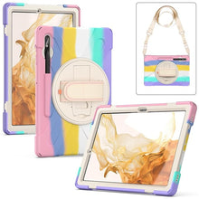 Load image into Gallery viewer, ProElite Rugged 3 Layer Armor case Cover for Samsung Galaxy Tab S7 FE/S8 Plus/S7 Plus 12.4 Inch SM-X800/X806/T970/T975/T976 with SPen Holder, Hand Grip and Rotating Kickstand, Rainbow Pink