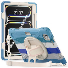 Load image into Gallery viewer, ProElite Cover for Apple iPad Pro 13 inch M4/M5 Case, Rugged 3 Layer Armor case Cover for iPad Pro 13 inch M4/M5 2024/2025 with Apple Pencil Holder, Shoulder Strap and Kickstand, Rainbow Blue