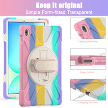 Load image into Gallery viewer, ProElite Cover for Samsung Galaxy Tab S10 FE Plus 13.1 inch, Rugged 3 Layer Armor case for Samsung Galaxy Tab S10 FE Plus 13.1 inch with Rotating Kickstand, Rainbow Pink