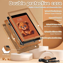 Load image into Gallery viewer, ProElite Cover for Apple iPad 10.2 inch Case Cover, Tough Bubble Kids case Cover for Apple iPad 10.2" 9th/8th/7th Gen with Rotating Kickstand & Shoulder Strap, Brown