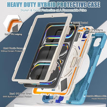 Load image into Gallery viewer, ProElite Cover for Apple iPad Pro 13 inch M4/M5 Case, Rugged 3 Layer Armor case Cover for iPad Pro 13 inch M4/M5 2024/2025 with Apple Pencil Holder, Shoulder Strap and Kickstand, Rainbow Blue