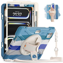 Load image into Gallery viewer, ProElite Cover for Apple iPad Pro 13 inch M4/M5 Case, Rugged 3 Layer Armor case Cover for iPad Pro 13 inch M4/M5 2024/2025 with Apple Pencil Holder, Shoulder Strap and Kickstand, Rainbow Blue