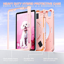 Load image into Gallery viewer, ProElite Cover for iPad Air 11 M3/M2 2025/2024/ Pro 11 4th/3rd Gen/Air 5/4 Gen 10.9 inch Case, Tough Bubble Kids Case with Pencil Holder with Rotating Kickstand & Shoulder Strap, Pink