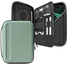 Load image into Gallery viewer, ProElite Hard Shell Tablet Sleeve Case 12" to 13" for Galaxy Tab S7+/S8+/S9+/S7 FE, Apple iPad Pro 12.9, Lenovo Tab P12, Microsoft Surface Pro 4/5/6/7/8/9, with Accessories Compartment, Dark Green