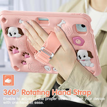 Load image into Gallery viewer, ProElite Cover for iPad Air 11 M3/M2 2025/2024/ Pro 11 4th/3rd Gen/Air 5/4 Gen 10.9 inch Case, Tough Bubble Kids Case with Pencil Holder with Rotating Kickstand & Shoulder Strap, Pink