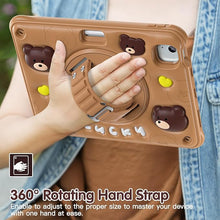 Load image into Gallery viewer, ProElite Cover for iPad Air 11 M3/M2 2025/2024/ Pro 11 4th/3rd Gen/Air 5/4 Gen 10.9 inch Case, Tough Bubble Kids Case with Pencil Holder with Rotating Kickstand & Shoulder Strap, Brown