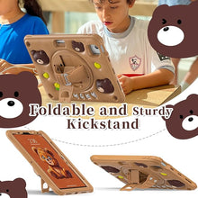Load image into Gallery viewer, ProElite Cover for iPad Air 11 M3/M2 2025/2024/ Pro 11 4th/3rd Gen/Air 5/4 Gen 10.9 inch Case, Tough Bubble Kids Case with Pencil Holder with Rotating Kickstand & Shoulder Strap, Brown