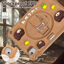 Load image into Gallery viewer, ProElite Cover for iPad Air 11 M3/M2 2025/2024/ Pro 11 4th/3rd Gen/Air 5/4 Gen 10.9 inch Case, Tough Bubble Kids Case with Pencil Holder with Rotating Kickstand & Shoulder Strap, Brown