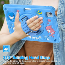 Load image into Gallery viewer, ProElite Cover for iPad Air 11 M3/M2 2025/2024/ Pro 11 4th/3rd Gen/Air 5/4 Gen 10.9 inch Case, Tough Bubble Kids Case with Pencil Holder with Rotating Kickstand & Shoulder Strap, Blue