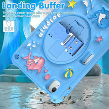 Load image into Gallery viewer, ProElite Cover for iPad Air 11 M3/M2 2025/2024/ Pro 11 4th/3rd Gen/Air 5/4 Gen 10.9 inch Case, Tough Bubble Kids Case with Pencil Holder with Rotating Kickstand & Shoulder Strap, Blue