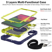 Load image into Gallery viewer, ProElite for Redmi Pad SE 8.7 inch case, Rugged 3 Layer Armor case Cover for Redmi Pad SE 8.7 inch with Hand Grip and Rotating Kickstand with Shoulder Strap, Navy Green