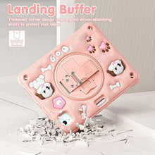 Load image into Gallery viewer, ProElite Cover for iPad Air 11 M3/M2 2025/2024/ Pro 11 4th/3rd Gen/Air 5/4 Gen 10.9 inch Case, Tough Bubble Kids Case with Pencil Holder with Rotating Kickstand & Shoulder Strap, Pink