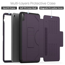 Load image into Gallery viewer, ProElite Cover Case for iPad (A16) 11th/10th Generation (2025/2022) Case, Smart Magnetic Shockproof Protective Case with 5 Stable Stands with Pencil Holder for Apple iPad 11th/10th Gen, Dark Purple