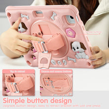 Load image into Gallery viewer, ProElite Cover for iPad Air 11 M3/M2 2025/2024/ Pro 11 4th/3rd Gen/Air 5/4 Gen 10.9 inch Case, Tough Bubble Kids Case with Pencil Holder with Rotating Kickstand & Shoulder Strap, Pink