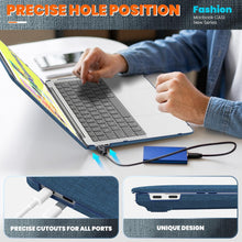 Load image into Gallery viewer, ProElite Case for MacBook Air 13 inch M2 2025/2024 M1 2021 2020 Release A2337 A2179 A1932 Model Touch ID, Fabric Material Hard Shell with Slim TPU Bumper and Fold Kickstand, Navy