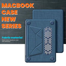 Load image into Gallery viewer, ProElite Case for MacBook Air 13.6 inch Case 2022 2023 2024 2025 Release M4/M3 A3113 M2 A2681 with Touch ID, Fabric Material Hard Shell with Slim TPU Bumper and Fold Kickstand, Navy