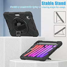 Load image into Gallery viewer, ProElite Rugged 3 Layer Armor case Cover for Apple iPad Mini 6/Mini 7 8.3 inch with Hand Grip, Pencil Holder and Rotating Kickstand, (Black)