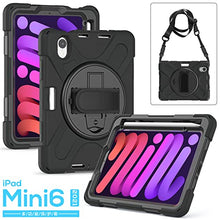 Load image into Gallery viewer, ProElite Rugged 3 Layer Armor case Cover for Apple iPad Mini 6/Mini 7 8.3 inch with Hand Grip, Pencil Holder and Rotating Kickstand, (Black)