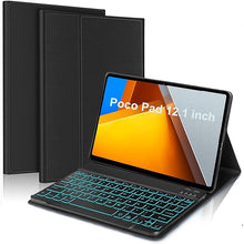 Load image into Gallery viewer, ProElite Keyboard case for Poco Pad 12.1 inch, Magnetic Detachable Wireless Bluetooth Keyboard Built-in 7-Colors Backlit, Black