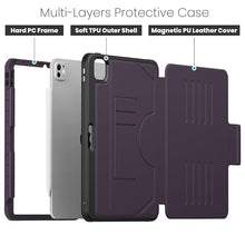 Load image into Gallery viewer, ProElite Case Cover for iPad Pro 11 2024 M4/M5 2024/2025 Case, Smart Magnetic Shockproof Protective Case for Apple iPad Pro 11 M4/M5 2024/2025 5 Stable Stands with Pencil Holder, Dark Purple