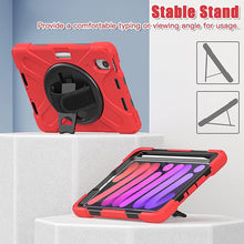 Load image into Gallery viewer, ProElite Rugged 3 Layer Armor case Cover for Apple iPad Mini 6/Mini 7 8.3 inch with Hand Grip, Pencil Holder and Rotating Kickstand, Red