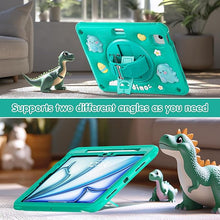 Load image into Gallery viewer, ProElite Cover for iPad Air 11 M3/M2 2025/2024/ Pro 11 4th/3rd Gen/Air 5/4 Gen 10.9 inch Case, Tough Bubble Kids Case with Pencil Holder with Rotating Kickstand & Shoulder Strap, Green