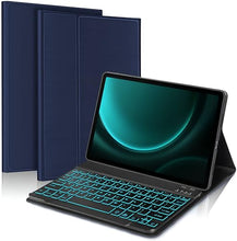 Load image into Gallery viewer, ProElite Keyboard case for Samsung Galaxy Tab S9 FE Plus/S9 Plus/S10+ 12.4 inch with S Pen Holder, Magnetic Detachable Wireless Bluetooth Keyboard Built-in 7-Colors Backlit, Dark Blue