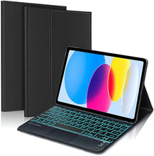 Load image into Gallery viewer, ProElite TouchPad Keyboard case for Apple iPad (A16) 11th/10th Gen 2025/2022, with Pencil Holder, Magnetic Detachable Wireless Bluetooth TouchPad Keyboard Built-in 7-Colors Backlit, Black