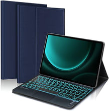 Load image into Gallery viewer, ProElite TouchPad Keyboard case for Samsung Galaxy Tab S9 FE+/S10+ 12.4 inch with S Pen Holder, Magnetic Detachable Wireless Bluetooth TouchPad Keyboard Built-in 7-Colors Backlit, Dark Blue