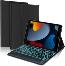 Load image into Gallery viewer, ProElite TouchPad Keyboard case for Apple iPad 10.2" 9th Gen (2021) / 8th Gen / 7th Gen, with Pencil Holder, Magnetic Detachable Wireless Bluetooth TouchPad Keyboard Built-in 7-Colors Backlit, Black