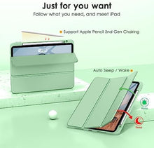 Load image into Gallery viewer, ProElite case Cover for Apple iPad Air 11 M4/M3/M2 2026/2025/2024/ Air 10.9 inch 5th/4th Gen, Transparent Smart Flip Cover for iPad Air 11 M4/M3/M2 & Air 10.9 inch with Pencil Holder, Light Green