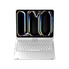 Load image into Gallery viewer, {Refurbished} ProElite 360 Degree Rotatable Wireless Bluetooth TouchPad Keyboard Case Cover for Apple iPad Pro 13 inch 2024/2025 M4/M5, Built-in 7-Colors Backlit, Silver, Silver