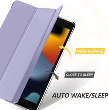 Load image into Gallery viewer, ProElite Smart Flip Case Cover for Apple iPad 10.2" 9th Gen (2021) 8th Gen/7th Gen, with Stylus Pen, Translucent & Hard Back, Purple