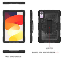 Load image into Gallery viewer, ProElite for Redmi Pad SE case, Rugged 3 Layer Armor case Cover for Redmi Pad SE 11 inch with Hand Grip and Rotating Kickstand with Shoulder Strap, Black