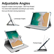 Load image into Gallery viewer, ProElite 360 Rotatable Smart Flip Case Cover for Apple iPad 9.7 inch 2018/2017 5th/6th Generation Air 1 Air 2 with Stylus Pen, Hippy