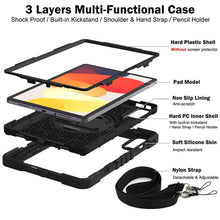Load image into Gallery viewer, ProElite for Redmi Pad SE case, Rugged 3 Layer Armor case Cover for Redmi Pad SE 11 inch with Hand Grip and Rotating Kickstand with Shoulder Strap, Black