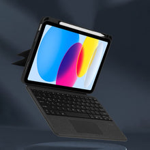 Load image into Gallery viewer, {Refurbished}ProElite Wireless Bluetooth TouchPad Keyboard Case for iPad (A16) 11th/10th Gen 2025/2022, Magnetic Detachable Wireless Bluetooth TouchPad Keyboard Built-in 7-Colors Backlit with Pencil Holder, Black